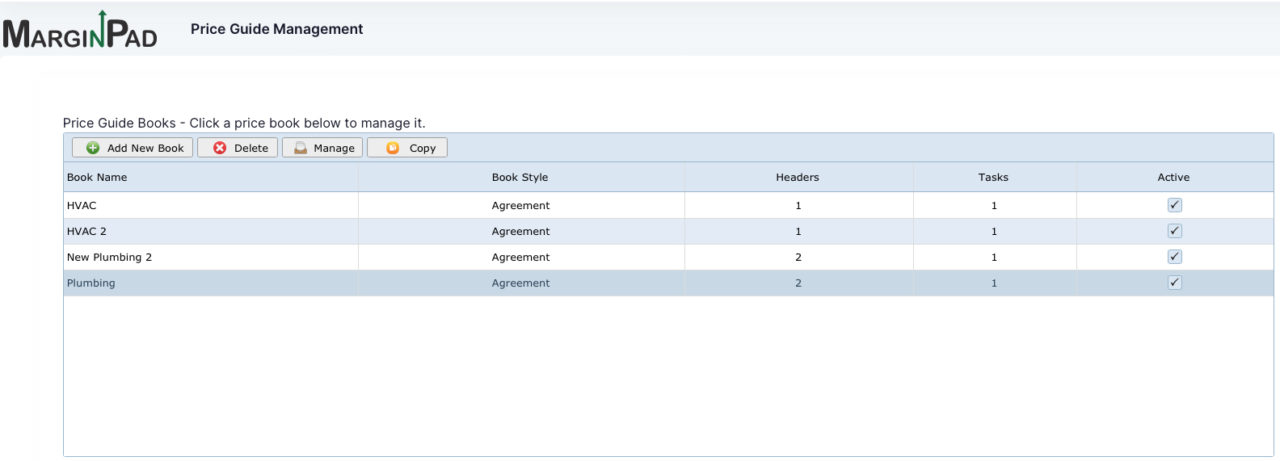 MarginPad™ Pricing Tools - Price Guide Management