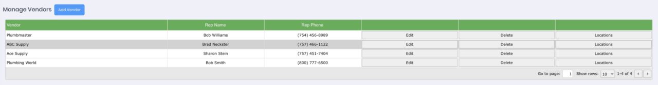 Manage Vendors Module
